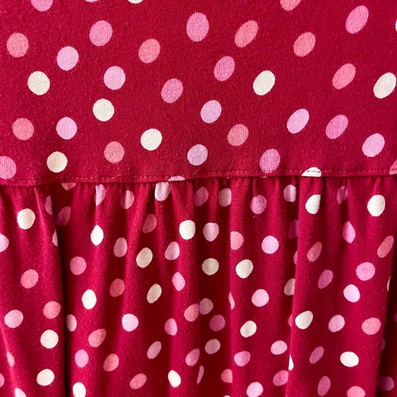 Girls Lands’ End red polkadot skater dress with side pockets - Picture 4 of 8